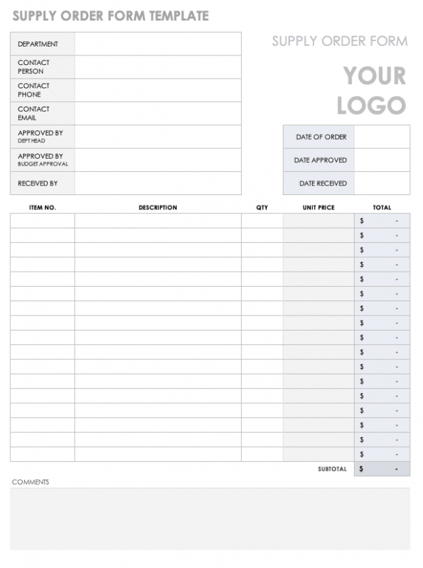 Free Printable Free Order Form Templates  Smartsheet Word Sample