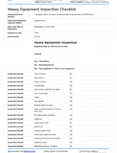 Free Printable Heavy Equipment Inspection Checklist Template Free Editable Form Doc