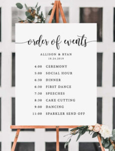 Free Printable Order Of Events Sign Wedding Timeline Template Wedding Day  Etsy Word Sample