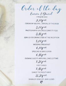 Free Printable Wedding Order Of The Day Cards Wedding Schedule Order Of  Etsy Pdf Sample