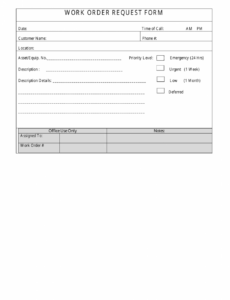 Free  Printable Work Order Request Template  Printable Templates  Sample