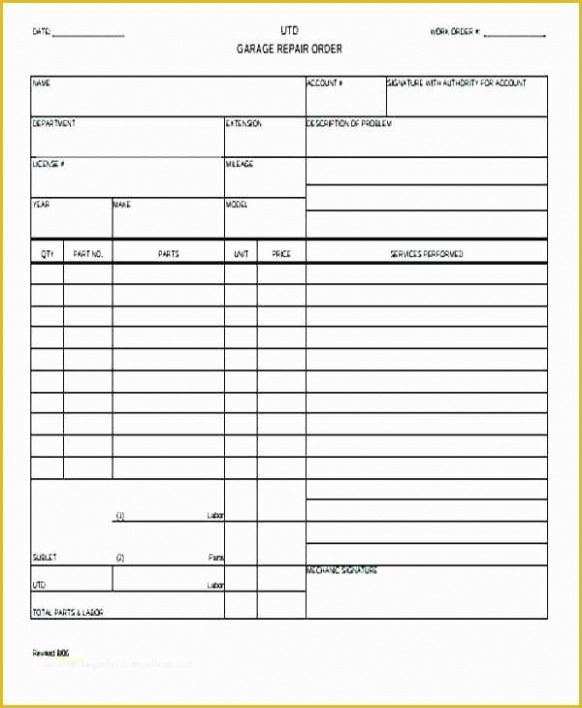 Free Printable Work Order Template Of Work Order Template Word Auto  Example