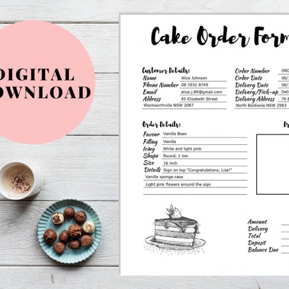 Free  Wedding Cake Order Form  Etsy Pdf Sample