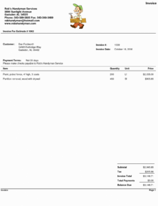 Handyman Work Order Template Pdf