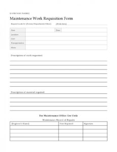 Maintenance Work Order Template Doc Example