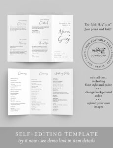 Modern Trifold Wedding Program Printable Minimalist Order Of Service Template Instant Download Pdf Example