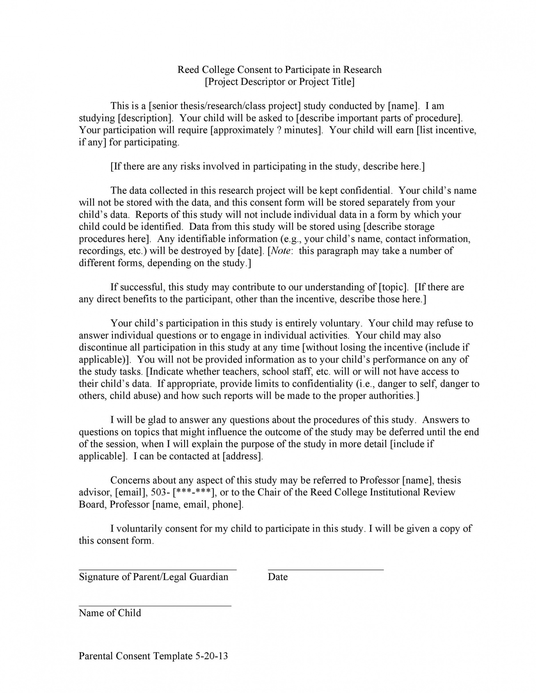 Printable 50 Printable Parental Consent Form &amp;Amp; Templates  Templatelab Doc