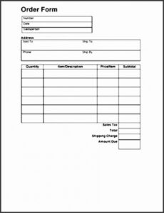 Printable 7 Blank Clothing Order Form Template  Sampletemplatess  Sampletemplatess Pdf