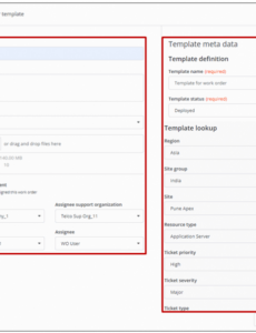 Printable Creating Work Order Templates  Documentation For Bmc Helix For Csp 221  Bmc Documentation Excel Example