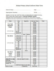 Printable Free 22 Uniform Order Forms In Pdf  Ms Word  Xls Doc