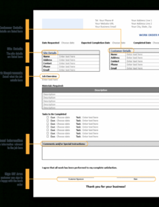 Printable Free Work Order Template Downloads For Construction Maintenance Doc Example