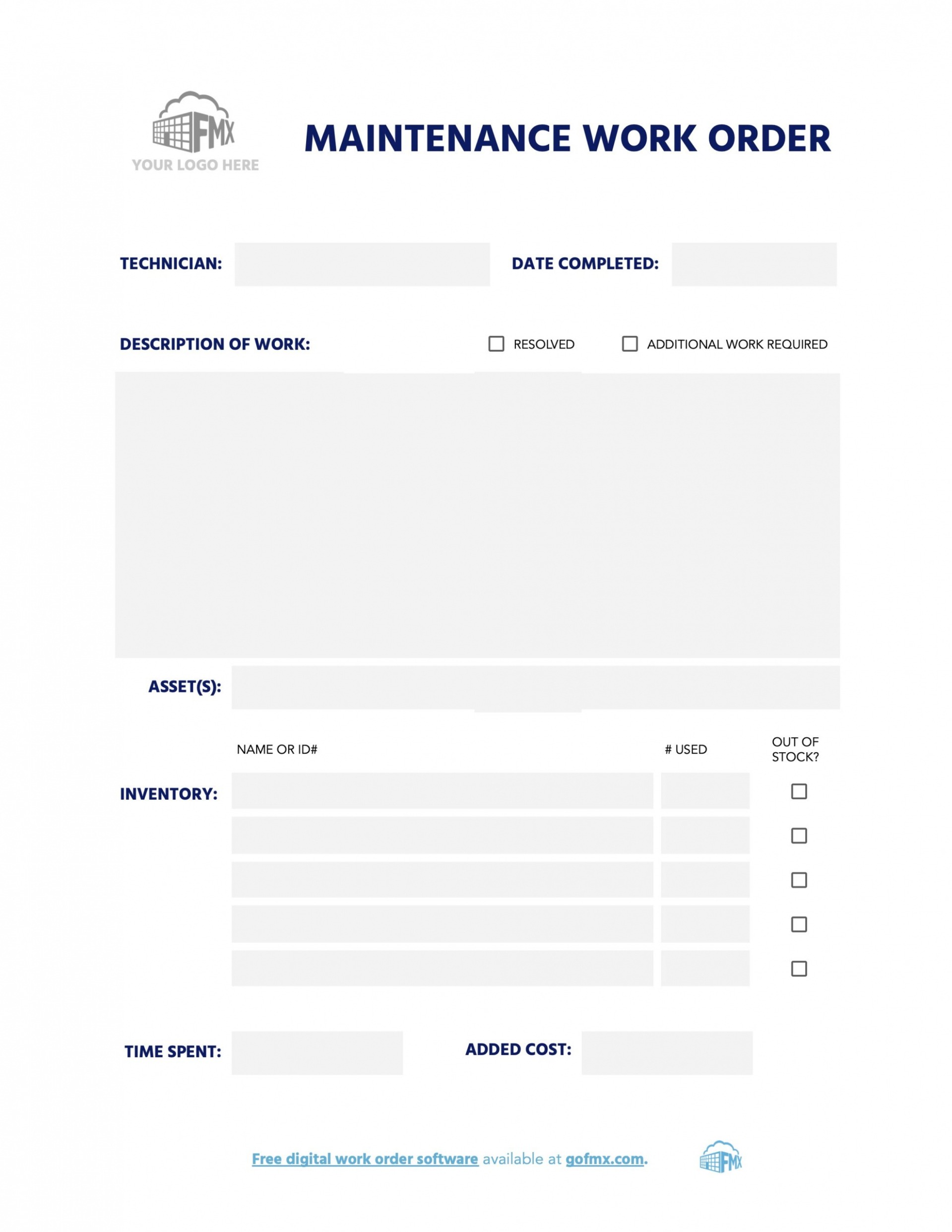 Printable Mechanic Work Order Template