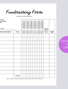 Printable Printable Fundraising Form Order Tracking Page Canva Template12 Item Columns With Prices 11 Pdf Sample