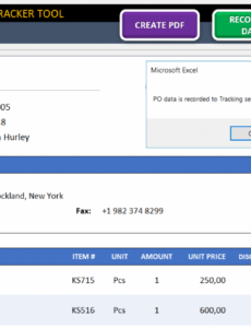 Printable Purchase Order Generator And Tracker Excel Template Pdf Example