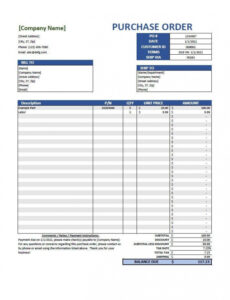 Printable Purchase Order Template Excel Editable Printable  Etsy Pdf