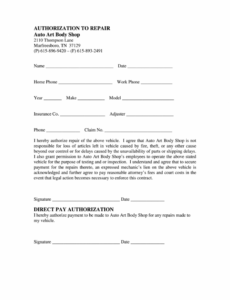 Printable Repair Authorization Form Template Fill Out &amp;Amp; Sign Online  Dochub Doc