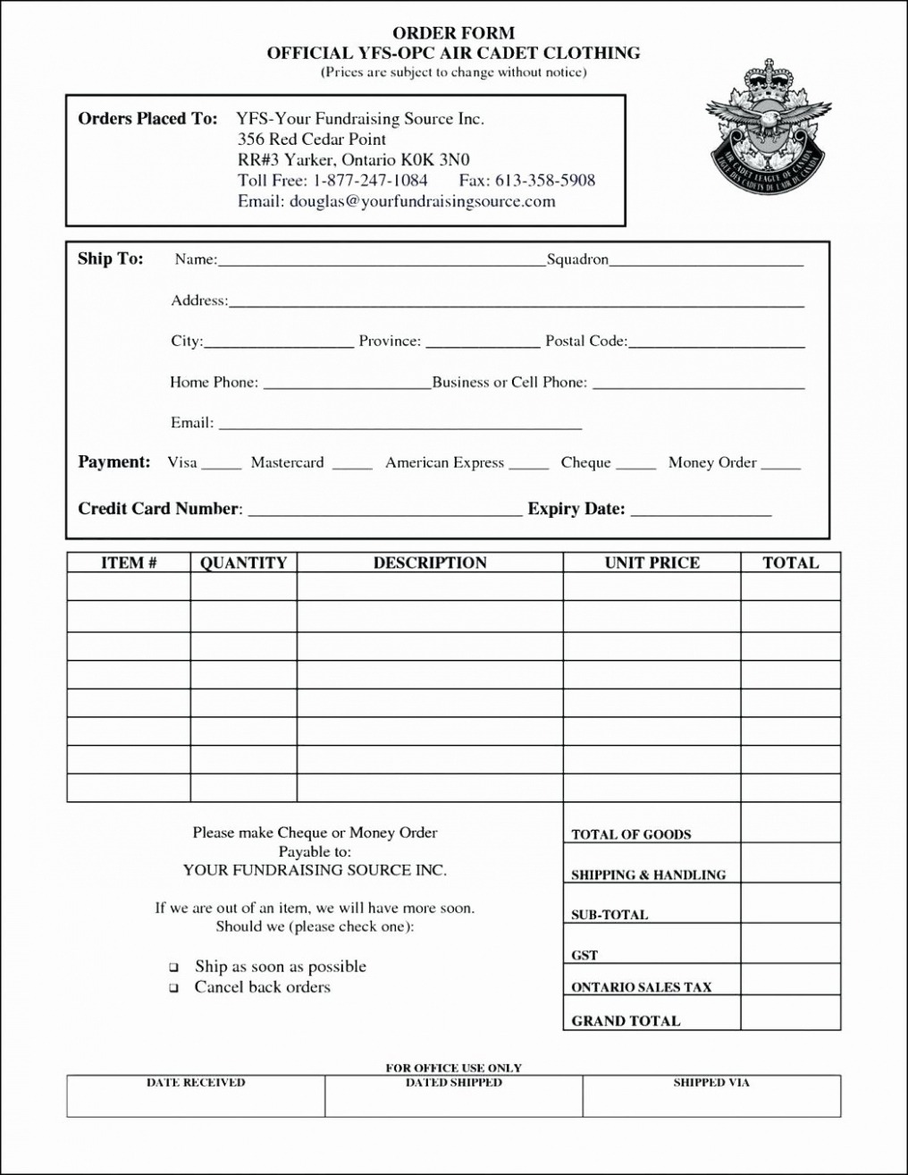 Printable Wholesale Order Form Template Pdf