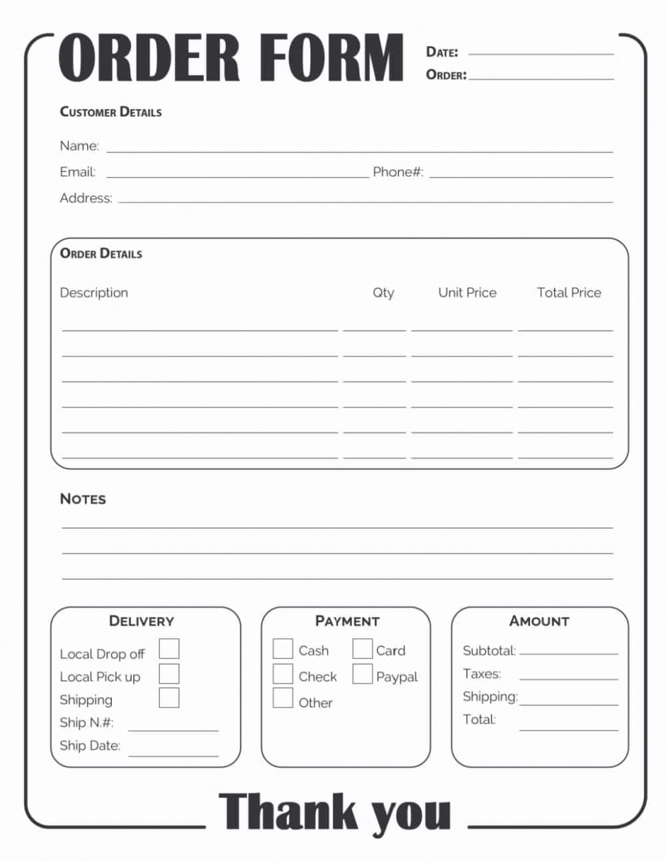 Small Business Free Printable Order Forms For Crafts Word Sample