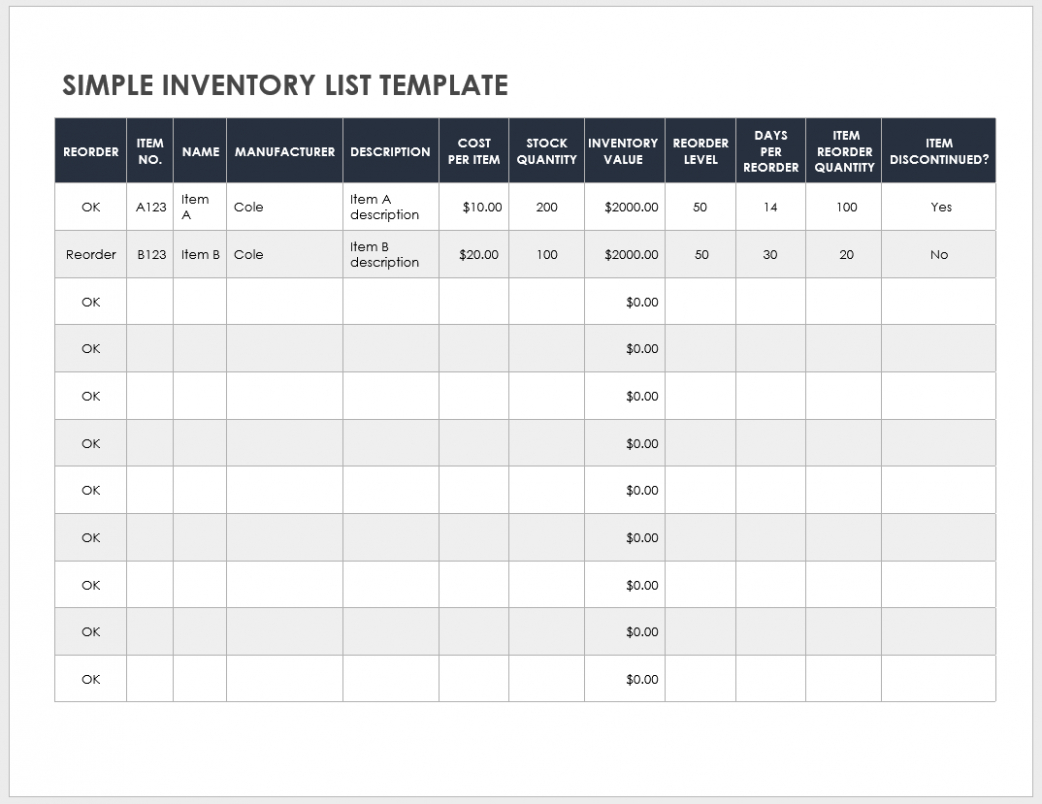 custom office supplies checklist printable excel sample