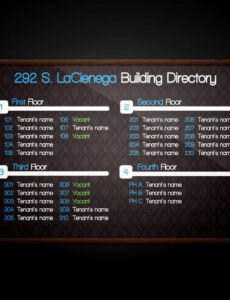free  building directory template excel sample