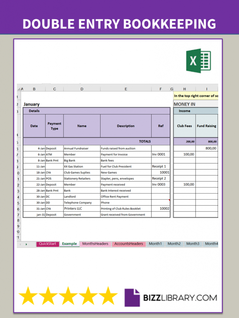free printable bookkeeping for small business templates excel sample