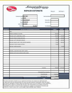 free printable free appliance repair invoice template of 20 repair estimate templates  sample