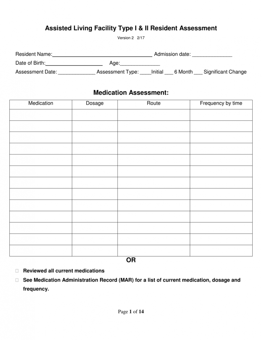 free printable free printable assessment form for assisted living  printable forms free online doc example