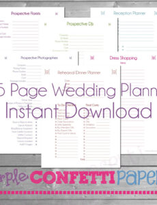 free printable printable wedding planner 95 pages instant download kit  etsy doc example