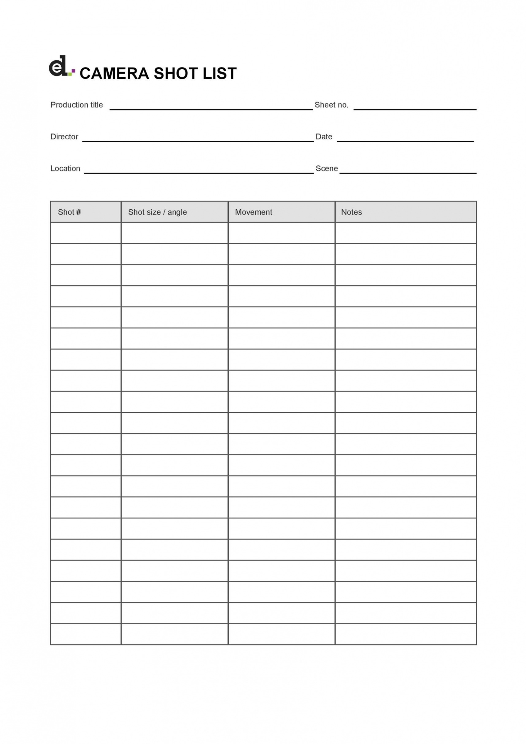 printable photo shoot planning template  template business format  example