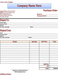 Company Purchase Order Policy Template Doc Example