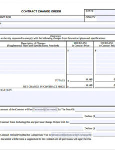 Custom Construction Change Order Form Template Word