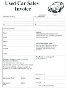 Custom Used Car Purchase Order Template  Sample