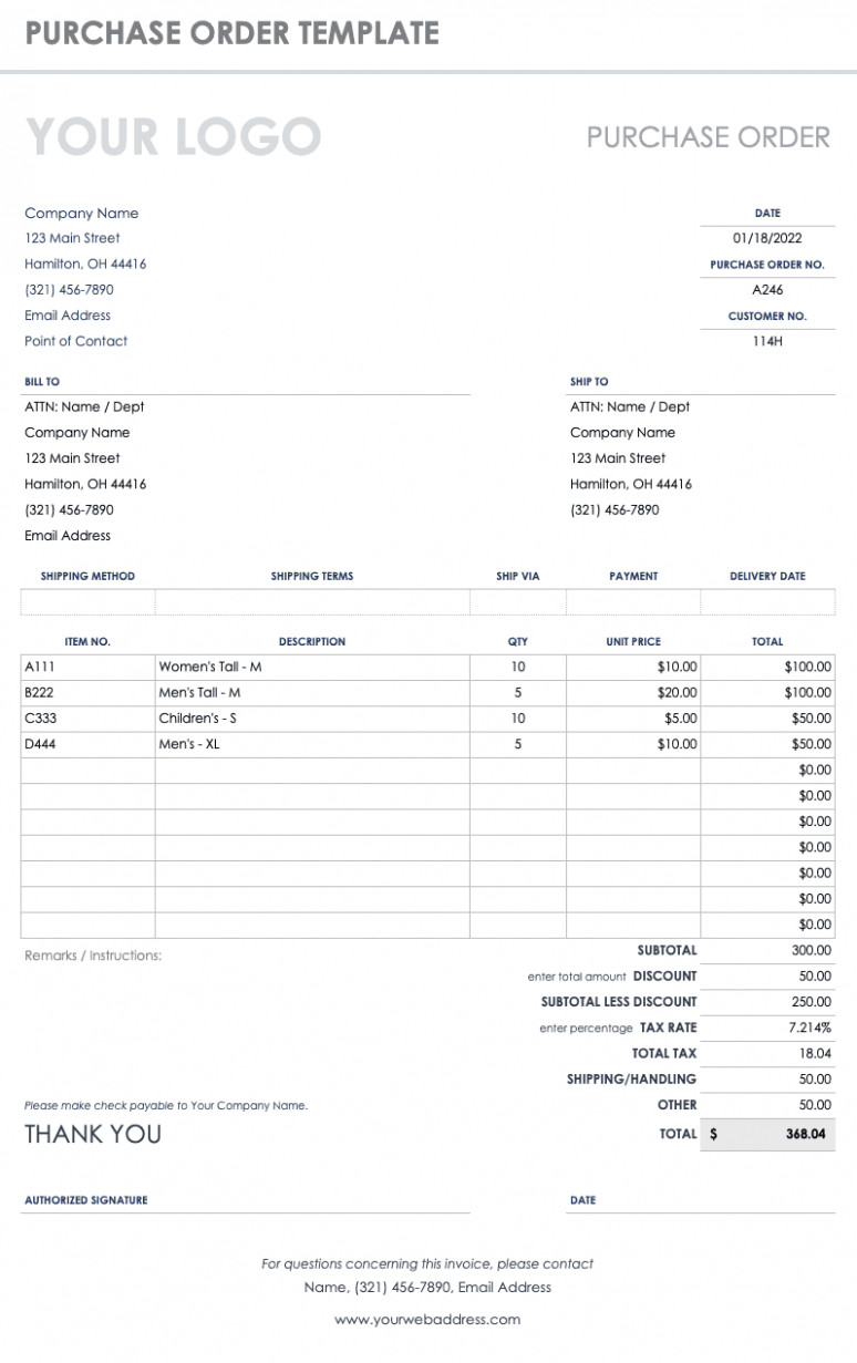 Editable Interior Design Purchase Order Template Doc Example