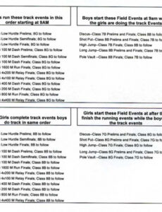 Editable Track Meet Order Of Events Template Word Sample