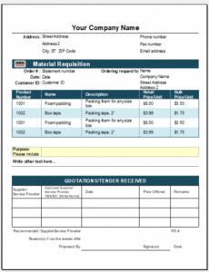 Free Custom Construction Materials Purchase Order Template Doc Sample