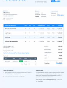 Free Custom Interior Design Purchase Order Template Doc Sample