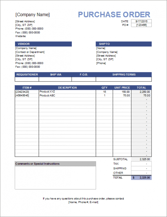 Free Custom Interior Design Purchase Order Template  Example