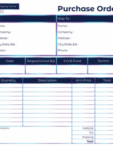 Free Custom Irrevocable Corporate Purchase Order Template Doc Example