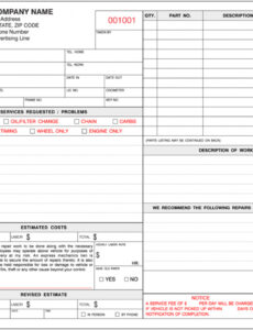 Free Editable Vehicle Repair Work Order Template Word Example