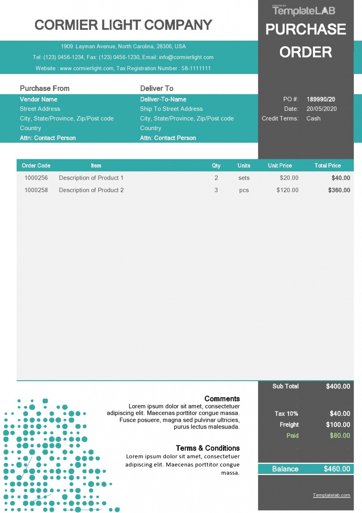 Free Printable Purchase Order Terms And Conditions Template Pdf Example