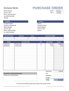 Free Printable Standard Purchase Order Terms And Conditions Template  Sample