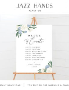 Free Printable Wedding Day Order Of Events Template Word Sample