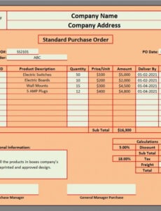 Free  Standard Purchase Order Terms And Conditions Template Excel Sample