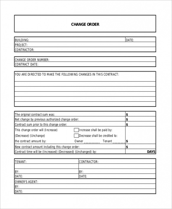 Printable App Development Change Order Template