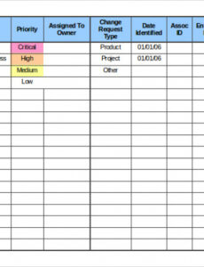 Printable Project Management Change Order Template Excel Example