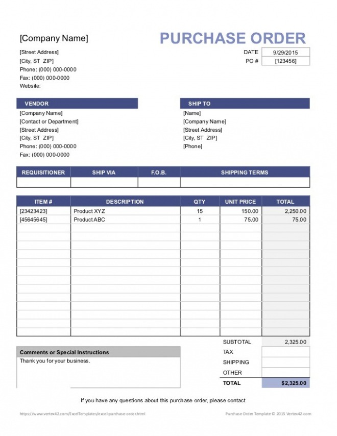 Purchase Order Terms And Conditions Template  Sample