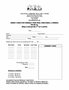T Shirt Purchase Order Template Word Sample