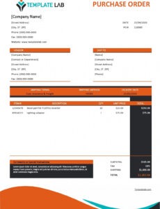 Used Vehicle Purchase Order Template Excel Example