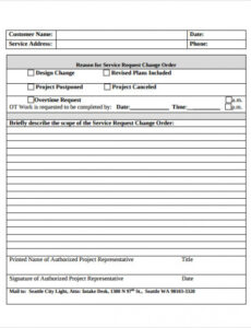 Work Change Order Form Template Excel