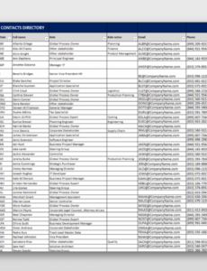 custom project contacts directory word example